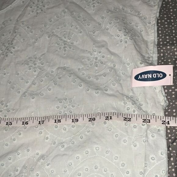 Old Navy Womens Eyelet Embroidered Mint Green Short Sleeve Top Size XL - Picture 7 of 8
